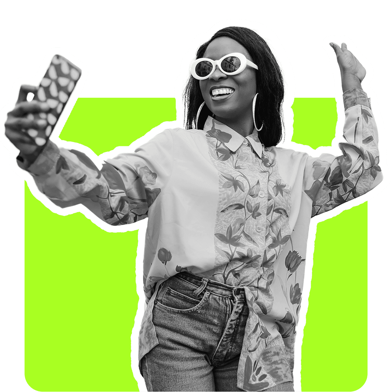 Woman in sunglasses taking a selfie